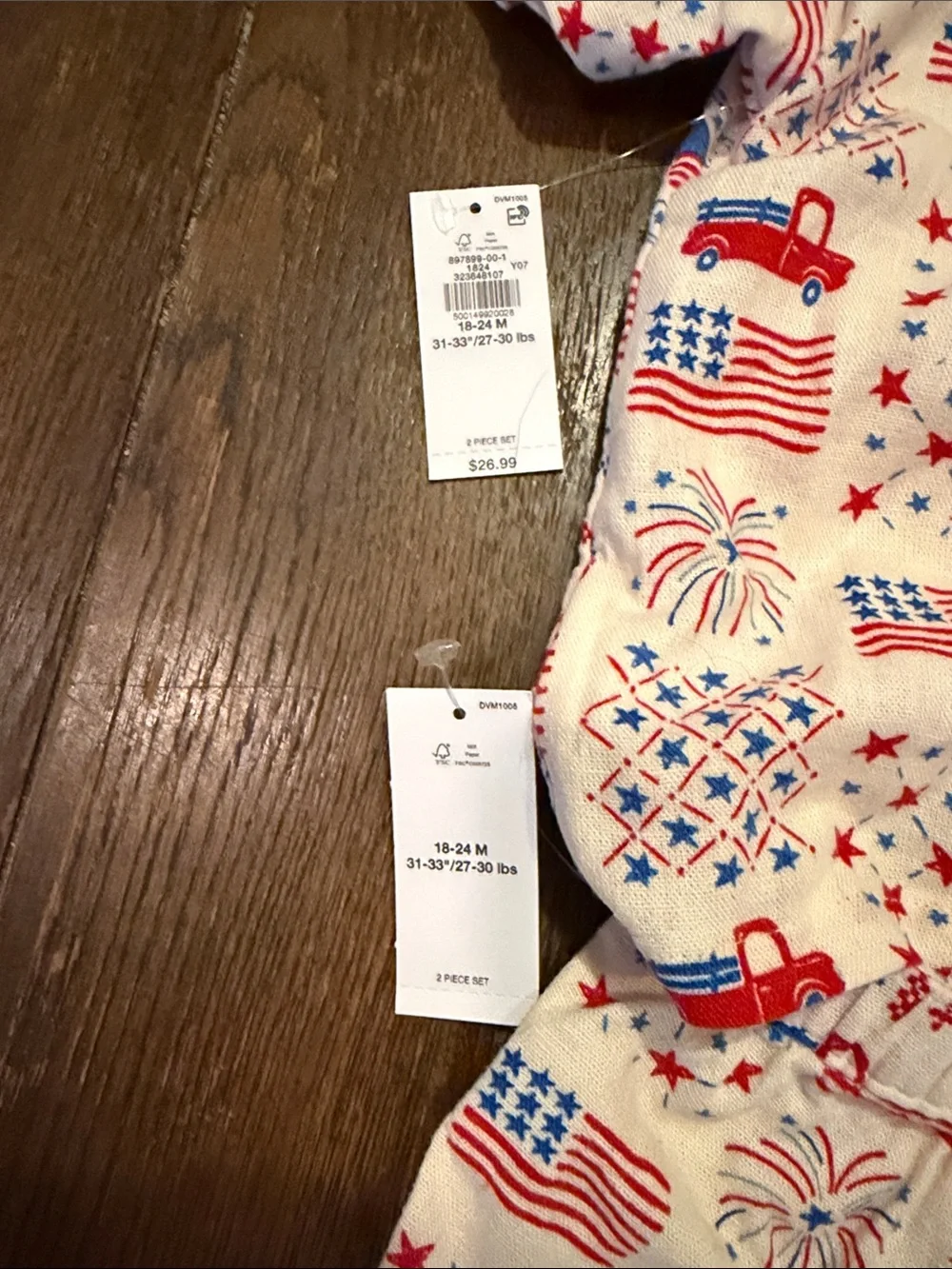 Old Navy Red & Blue Patriotic Kids Pajama Set